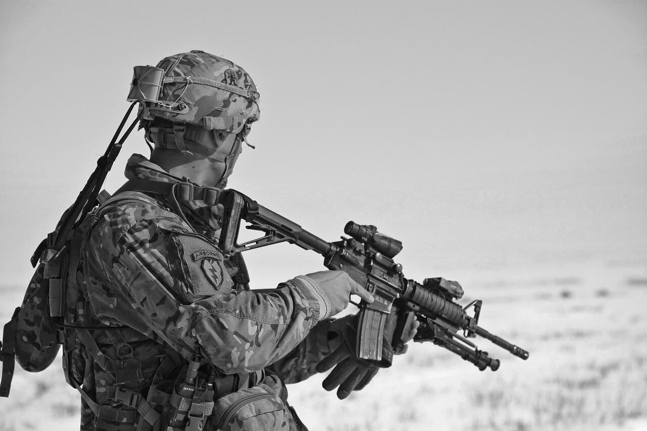 soldier with machine gun